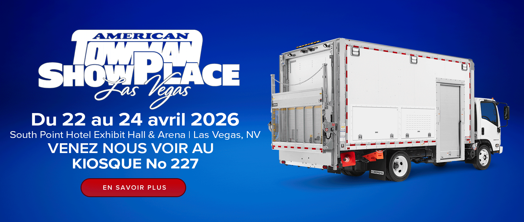 Morgan Truck Body booth 227 at American Towman ShowPlace towing industry trade show in Las Vegas