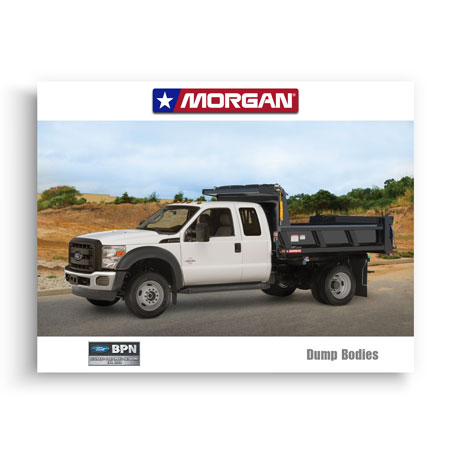 Morgan dump truck body on Ford chassis for hauling materials at construction jobsite