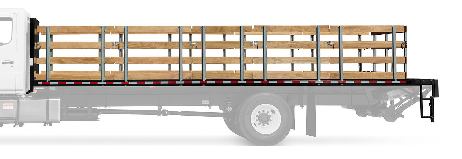 Morgan ProStake stake body with wood racks and spring assist latches